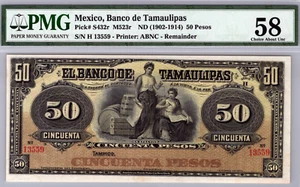 Mexico 50 Pesos 1902 - 1914 PMG 58 CHOICE AU Pick # S432r - Picture 1 of 3