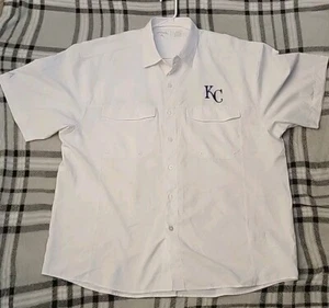Kansas City KC Royals Shirt Antigua Mens XXL White Baseball Fishing MLB NWOT - Picture 1 of 10