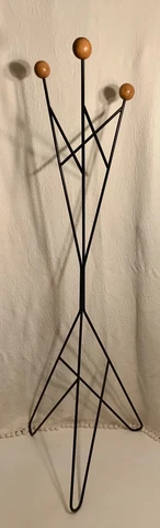 Original 1950s Roger Feraud Mid Century Modern Steel Coat Rack, Tree Cover