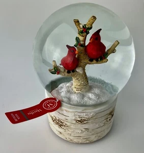 Martha Stewart Snow Globe Cardinal White Birch Musical Christmas - Picture 1 of 6