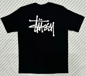 Stussy Basic Logo Black Tee Mens Size SM - Picture 1 of 4