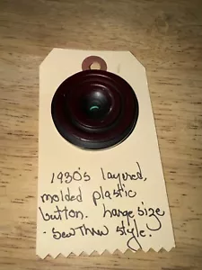 Vintage red bakelite 1930's 2 hole button 1 1.5” art deco fancy - Picture 1 of 4