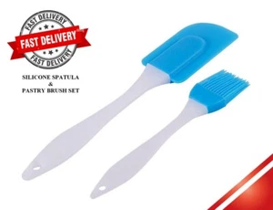 2Pc Silicone Pastry Brush & Spatula Set - Baking, Cooking & BBQ Kitchen Tool.. - Picture 1 of 3