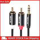 3.5mm Jack Male to 2 RCA Cotton Braided Aux Cable for Home Theater Speaker