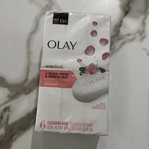 Olay Cleansing Bar Soap Rose Water 6 Bars Total (1 Package) NEW - Picture 1 of 4