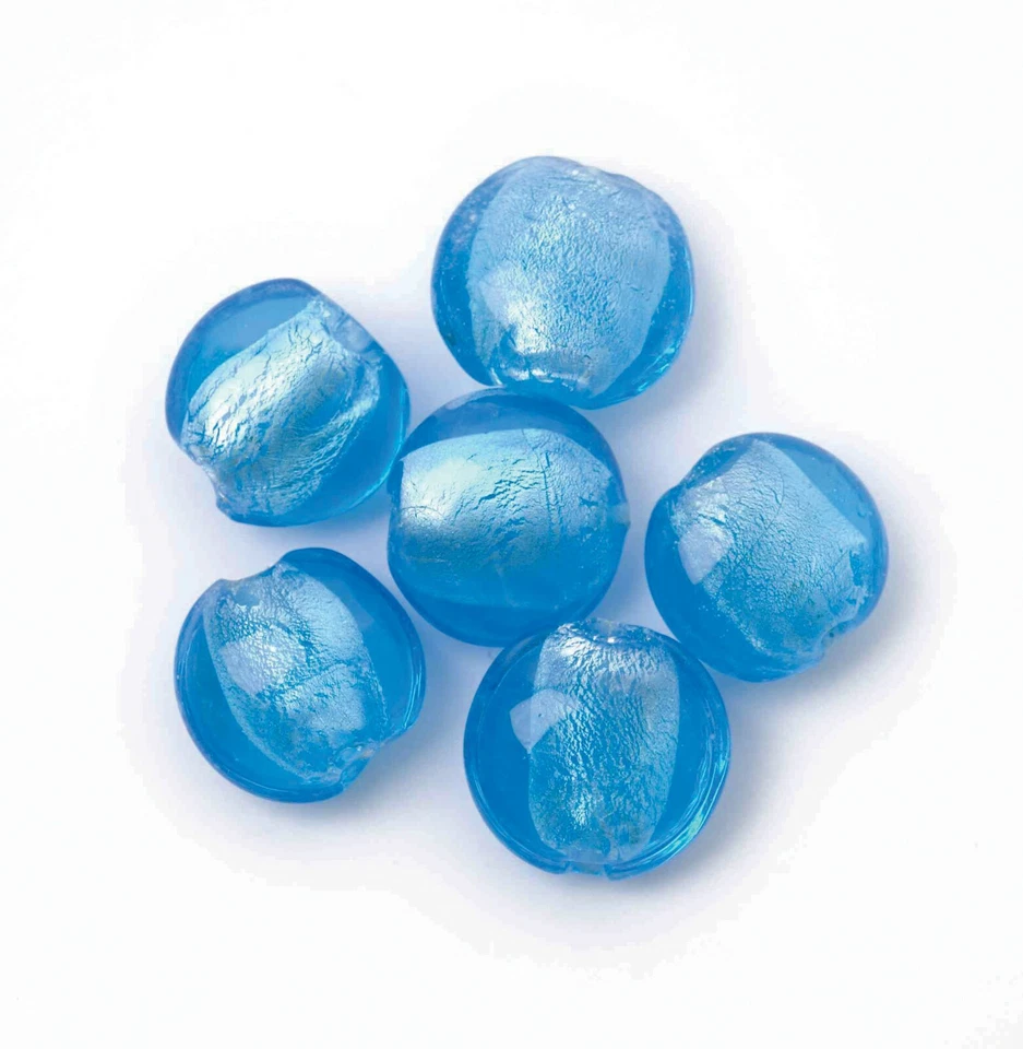 Glass Lamp Disc Beads: 17mm:Blue :  Pack of 6 - CF0180312 - The Craft Factory - Image 1 of 1