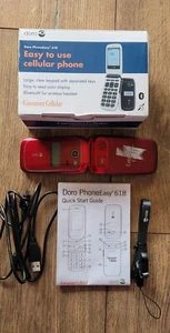 Doro Phone Easy 618 - Burgundy (Consumer Cellular) Cellular Phone - Picture 1 of 6