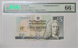 2005 Scotland 5 Pounds, PMG66 EPQ GEM UNC <P-365> "Commemorative" - Picture 1 of 4