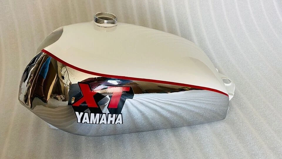 YAMAHA XT TT 500 WHITE PAINTED CHROME FUEL PETROL TANK STEEL 1N5, 1977) |Fit For — 第 1/4 张图片