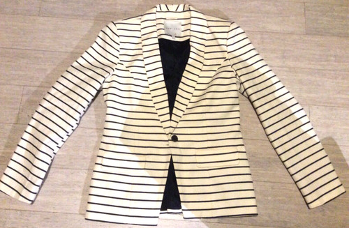 OFF WHITE RRP £ 260 Nuova elegante giacca nautica avorio e nera M 10 12 Jigsaw Kew