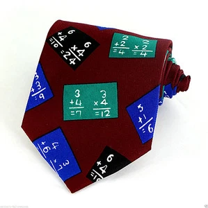 Math Equations Men's Neck Tie Mathematics Teacher Gift Education Red Necktie - Picture 1 of 3