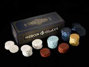 100 Iron Clays/Pokerchips mit Metallkern in Magnetbox, für Brass, Roxley Games