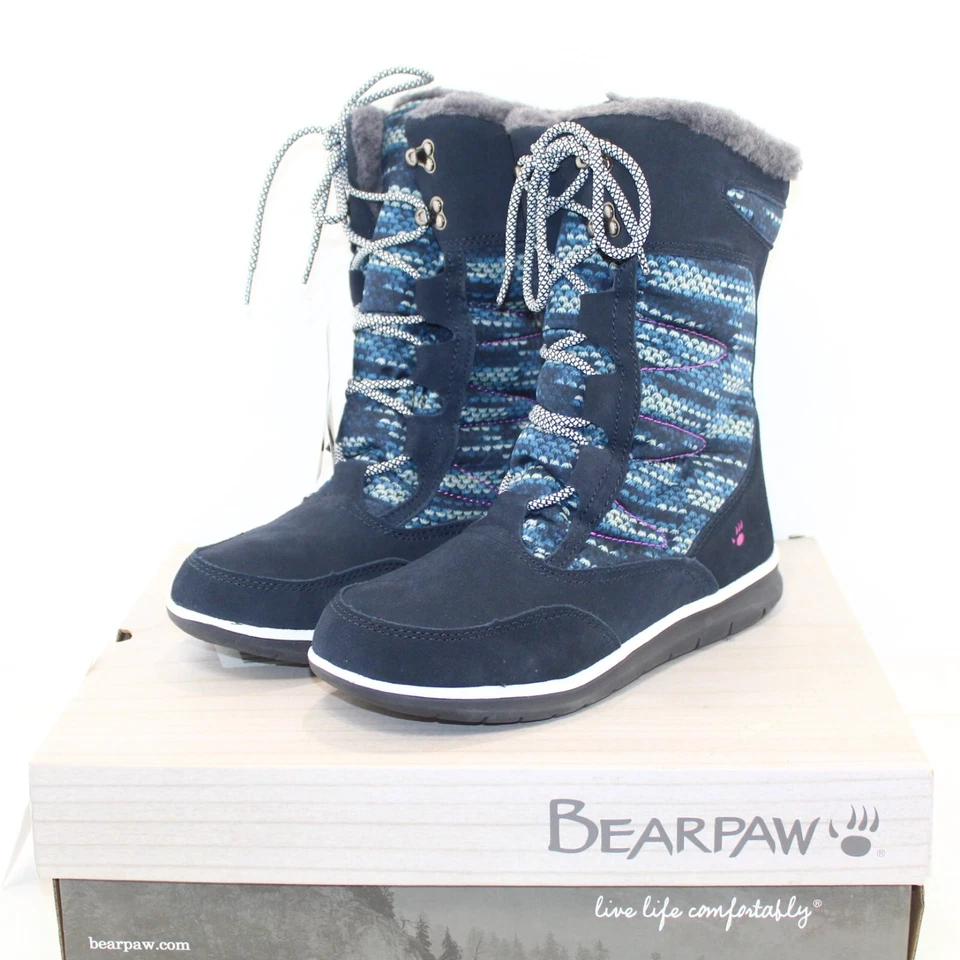 BEARPAW Aretha Estilo Talla 11 M Azul Multicolor Invierno Botas Media Pantorrilla NUEVO Foto 1 de 4