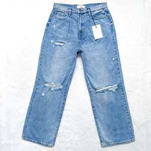 NWT HIDDEN Dad Jean High Rise Wide Straight Leg Distressed Jeans Womens Size 30 - Picture 1 of 12