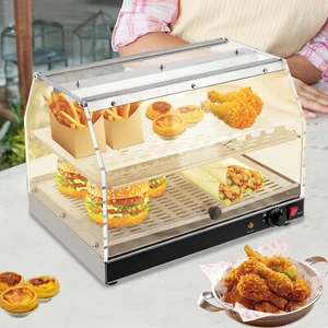 2 Schichten Speisenwärmer Gebäck Vitrine Lebensmittel Display Wärmer Rechteckig 250W - Bild 1 von 18