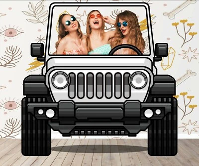 White Jeep, Vehicle Theme, DIY Photo Booth Props, Non-Personalized - Image 1 of 4