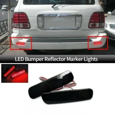 Black Lens LED Rear Bumper Reflector Tail Brake Lights For 1998-2007 Lexus LX470 - Image 1 of 4