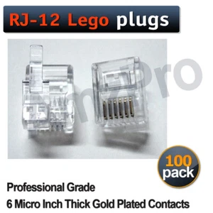 RJ12 6P6C Modular Plugs with RIGHT Latch Offset Tab for Lego NXT EV3  100 pack - Afbeelding 1 van 1