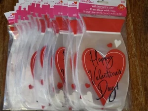 660 Valentine's Day Treat Bags With Ties. Pink/Red Hearts. NEW - Picture 1 of 2