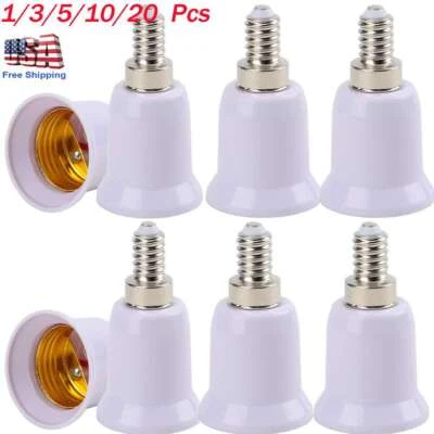 5/10/20Pcs Light Bulb Socket Adapter E12 to E26/E27 Base Chandelier Converter US - Image 1 of 4