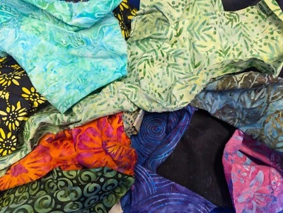 Lunn Fabric Scraps 5 Pound ~20 Yards Artisan Studios Batik Only Grab Bag Scrap - Image 1 of 4