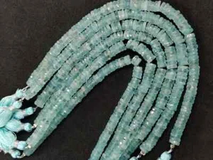 Blue Aquamarine Faceted tyre Beads AAA+ Natural Aquamarine Heishi Cut Bead Whole - Picture 1 of 4