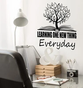 Vinyl Wall Decal Quote Learning New Thing Education Open Book Sticker (4357ig) - Picture 1 of 3
