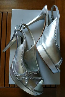 ALBANO sandalo argento, mis 37, plateau, tacco altissimo,matrimonio,party,laurea - Immagine 1 di 4