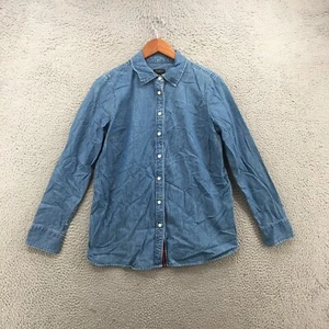 Talbots Denim Shirt Jacket Womens Small Long Sleeve Collared Blue Cotton Button - Picture 1 of 17
