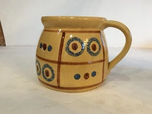 Antique Spongeware Pottery Pitcher Yellow Ware Milk German Folk Art Kitchen Rare - Picture 1 of 12