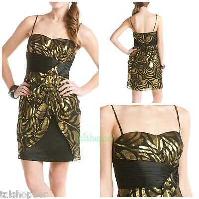 AIDAN MATTOX НОВЫЙ С ЯРЛЫКАМИ 10 $288 ШЕЛК ШИКАРНЫЙ ЧЕРНЫЙ ГАЛСТУК ПОСЛЕ 5 КОКТЕЙЛЬНОЕ ПЛАТЬЕ - Изображение 1 из 4