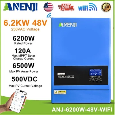 Inversor Solar Híbrido 6200W Encendido-Apagado-Grid MPPT 120A 500V 220Vac 48Vdc Wifi 6.2KW Foto 1 de 4