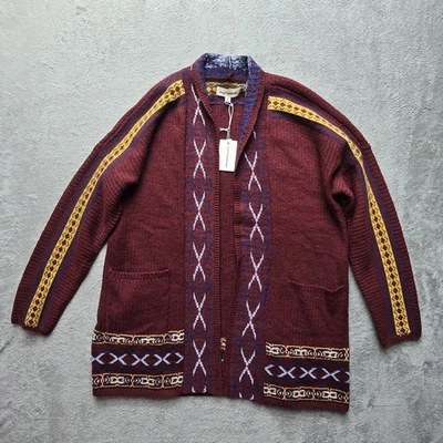 Lucky Brand Cardigan XL Tribal Aztec Southwest Boho Western Open Sweater New - Image 1 of 4