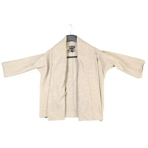 CAROLE LITTLE leichte Damen Strickjacke klein beige Merinowolle vorne offen - Bild 1 von 8