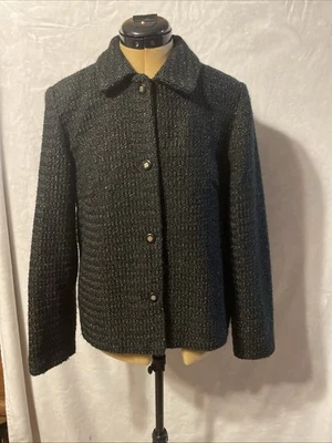 Vintage Women's Requirements Black/ Metallic Lined Button Blazer size 10 - Image 1 of 4