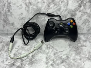 Official Microsoft Xbox 360 Wired USB Controller Black OEM Tested - Afbeelding 1 van 5