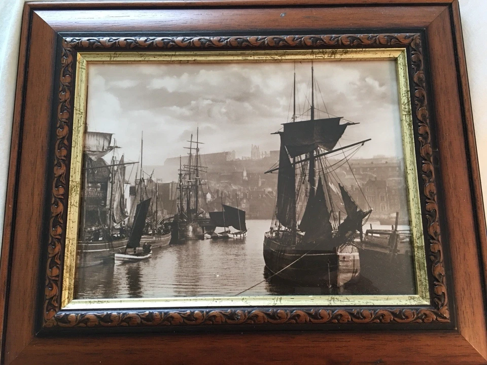 Whitby, North Yorkshire Framed wall art Seascape/Scenery. In Dark Wood Frame - Image 1 of 3