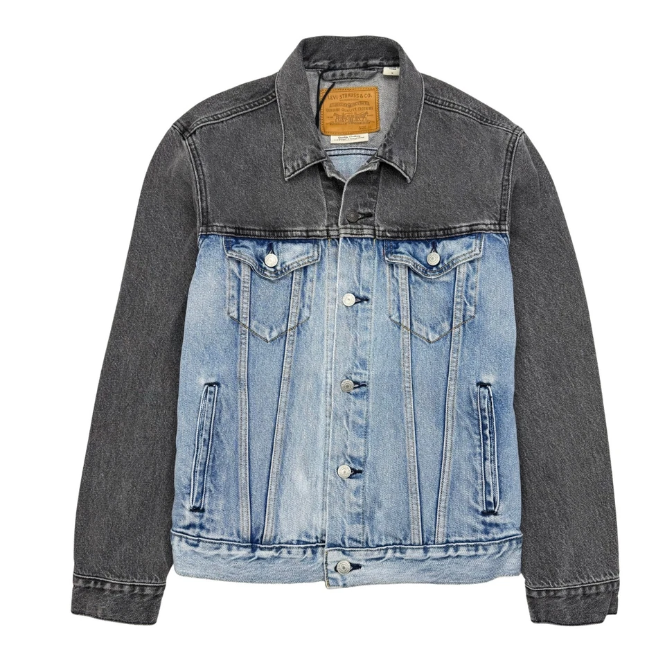 Chaqueta de Camionero Levi’s Premium Denim Para Hombre Talla M Gris/Azul Colorblock Foto 1 de 4