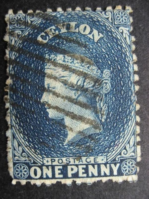 Ceilán antiguo 1p azul usado Foto 1 de 2