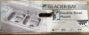 Glacier Bay33"Double Bowl Top Mount Stainless Steel Kitchen Sink/ Faucet - Picture 1 of 4