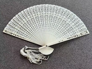 Antique Chinese Carved Folding Hand Fan 19 - 20th Century w/Box - Picture 1 of 12