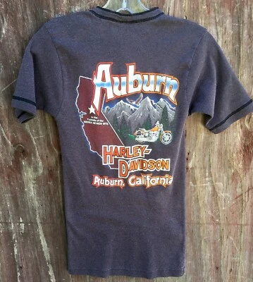 Camiseta deportiva vintage Harley Davidson Auburn California Henley años 70 o 80 Foto 1 de 4