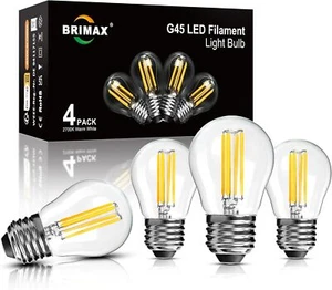 4Pack LED Light Bulbs E27 4W 6W Base Glass Globe Bulbs Dimmable for String Light - Picture 1 of 11