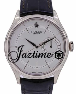 Rolex Cellini Date Silver Index White Gold Black Leather 50519 BRAND NEW - Picture 1 of 1