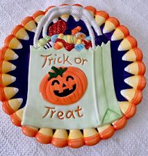 1998 Fitz and Floyd Omnibus Halloween "Trick or Treat" Candy Bag 7.75" HP plate