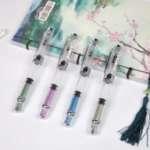 2025 Wing Sung 3008 Silver Clip Piston Fountain Pen Extra Fine EF Nib 0.38/0.5mm - Imagen 1 de 14