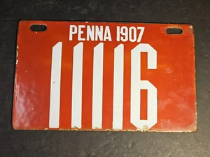 1907 Pennsylvania Porzellan Nummernschild Beaver Falls Pa/ - Bild 1 von 12