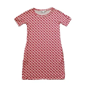 Diane Von Furstenberg DVF Dress Size 4 Red White Chain Link Pockets Short Sleeve - Picture 1 of 16