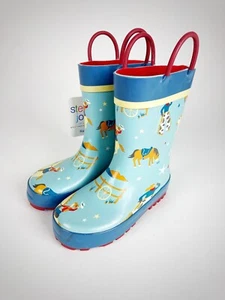 NEW Stephen Joseph Kids Rain Boots Western Pull On Boots Sz 10 Little Child NIB - Picture 1 of 8