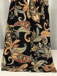 Silk Scarf Paisley on Black Mulberry Silk Crepe Natural Lustre 60x190cm - Picture 1 of 5